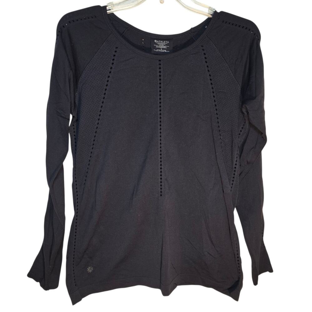 Athleta Oxygen Long Sleeve Black Womens Large Yoga Fitness Stretch Workout
